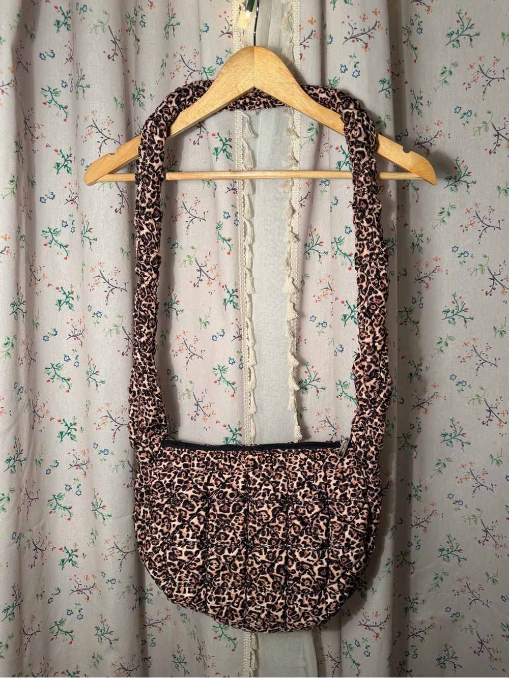wild fable Leopard Quilted Crossbody Bag in brown and black
